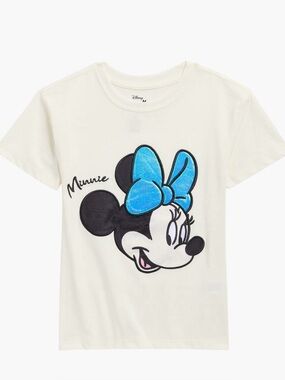 Disney Cream Tee with Minnie Mouse and Blue Bow